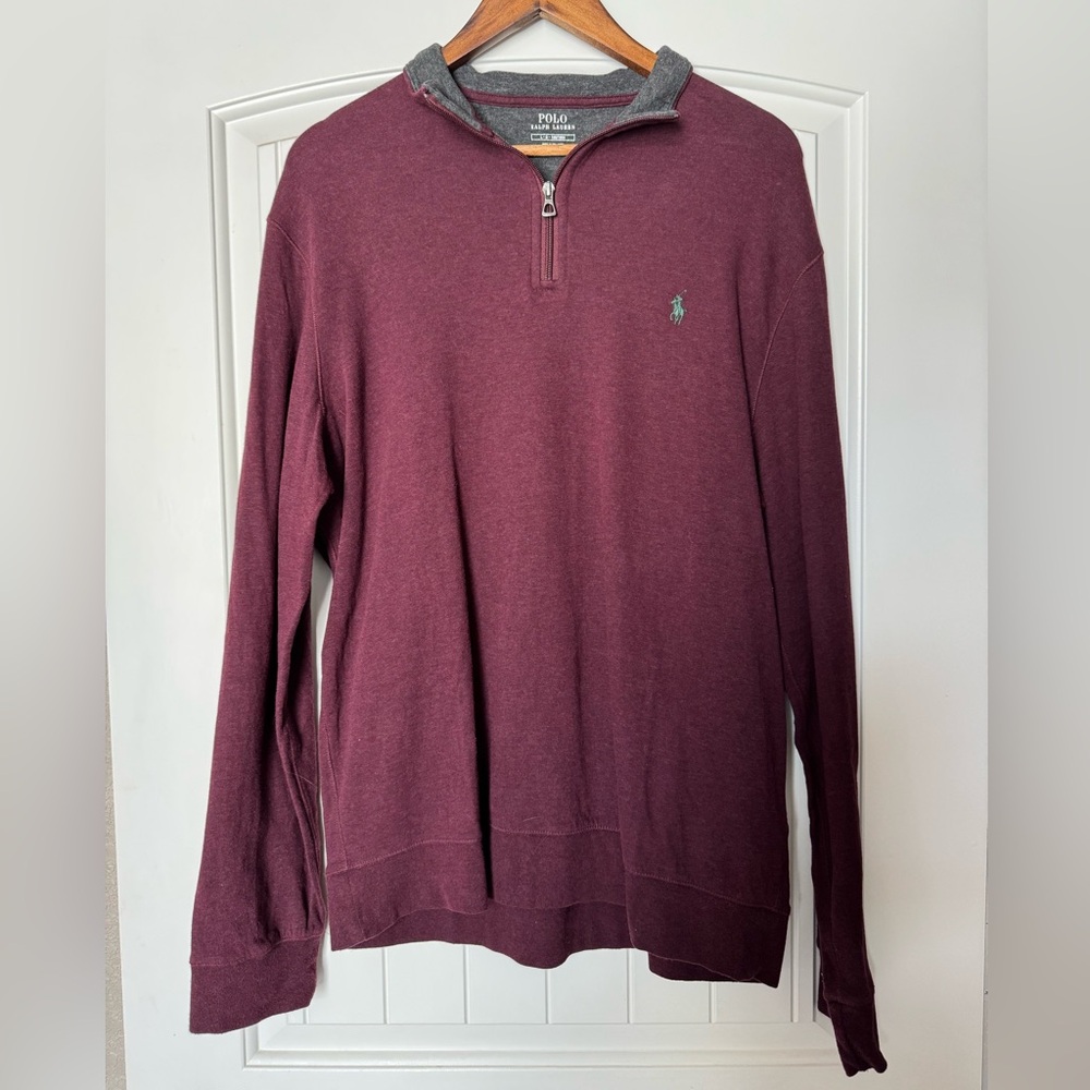 Men’s Maroon Polo Ralph Lauren Quarter Zip Pullover. Size Large